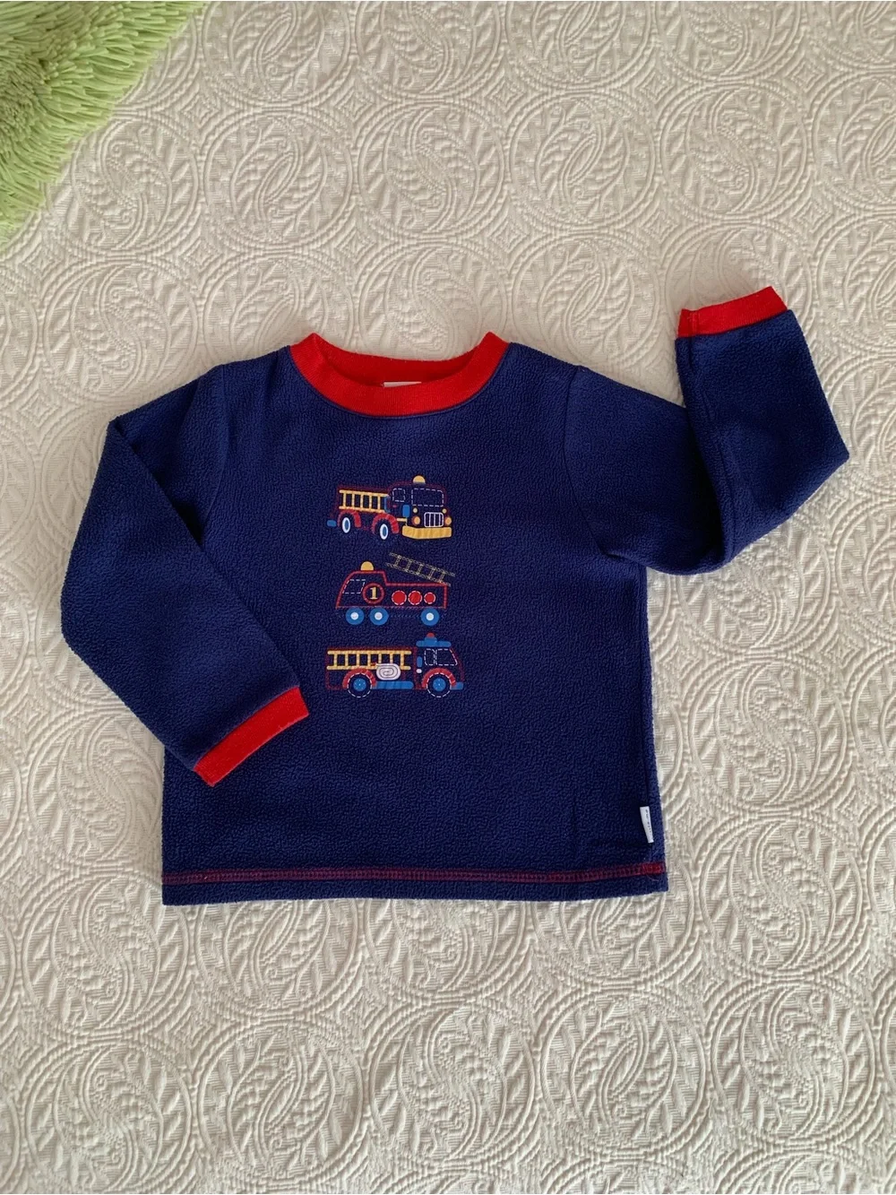 VTG Little Me Truck Pajamas Boys 3 Red Blue Fleece Set Top Pants Long Sleeve